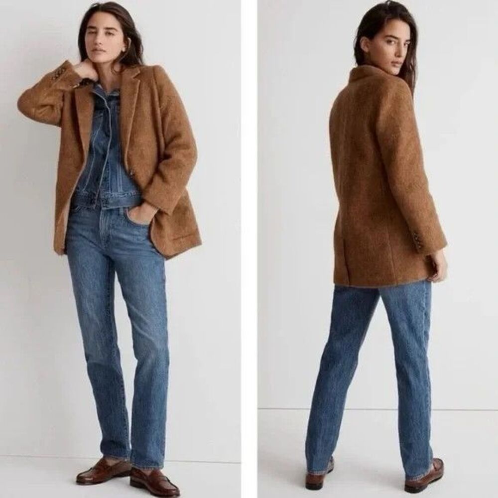 Madewell Larsen Boucle Knit Blazer Toffee Wool Alpaca Women's size X Small